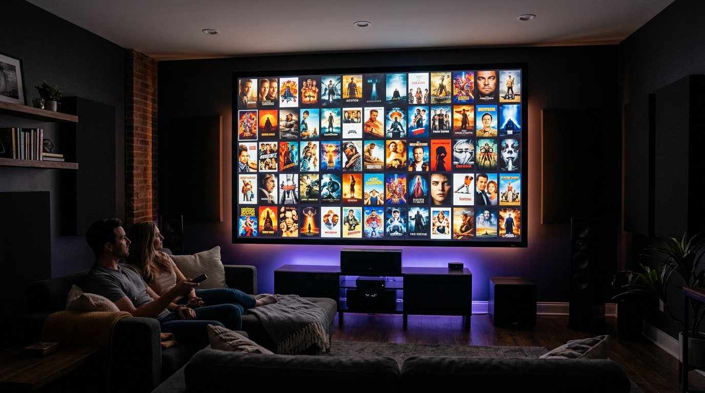 Installation home cinéma moderne pour le streaming de films et séries