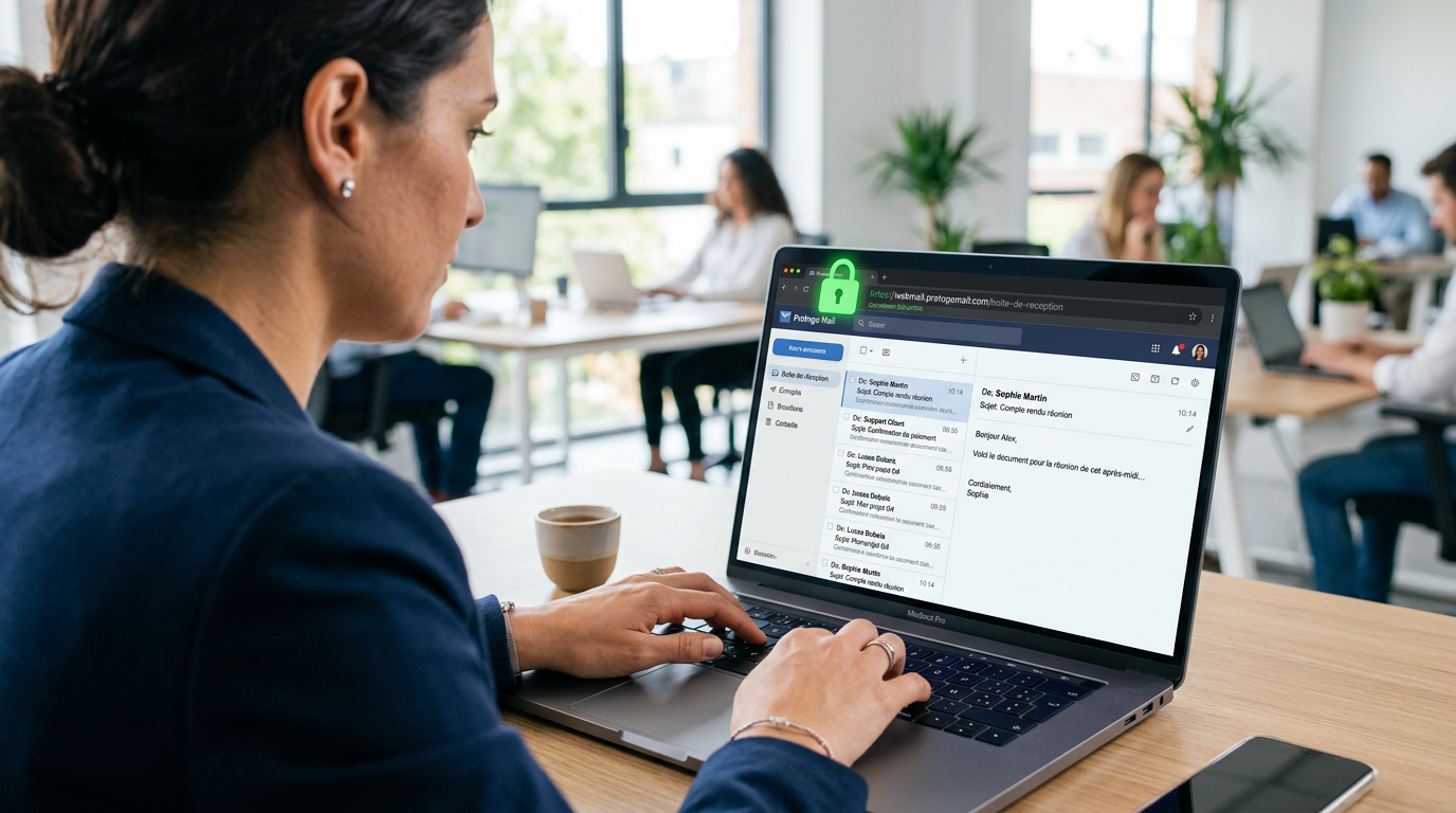 Utilisateur se connectant à l'interface sécurisée du webmail académique