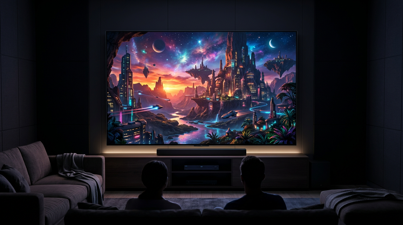 Écran de télévision affichant une image 4K HDR aux couleurs vives