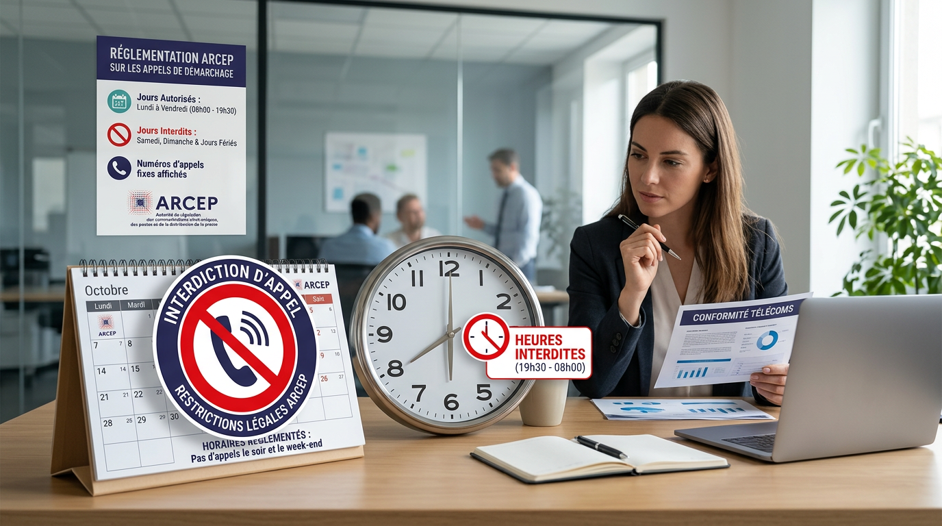 Calendrier et horloge symbolisant les restrictions légales du démarchage