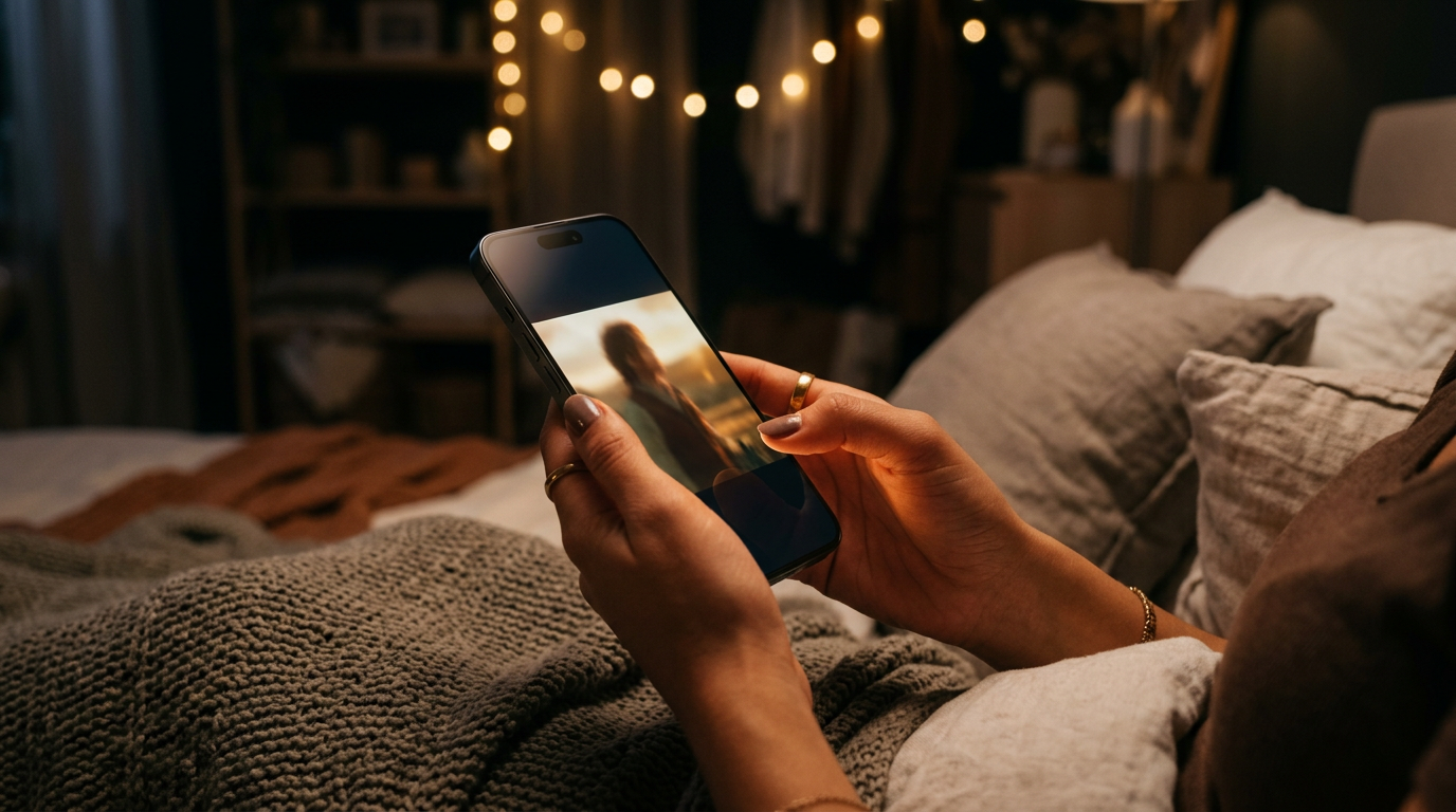 Utilisateur regardant un film en streaming sur son smartphone