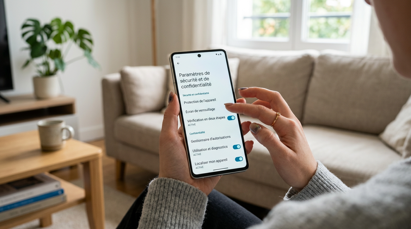Configuration des paramètres de sécurité et des filtres anti-spam sur un smartphone