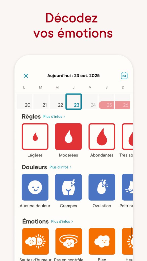 Calendrier des règles Clue